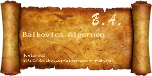 Balkovics Algernon névjegykártya